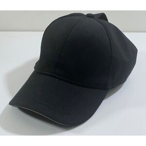 Black Baseball Hat with White Trim on the Visor Adjustable